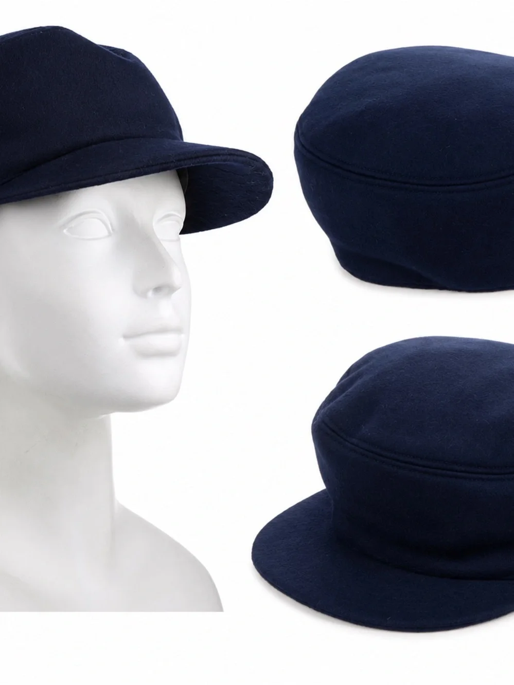 Isabel Marant “Evie” Baker Boy Cap - Navy - Wool/Cashmere Blend